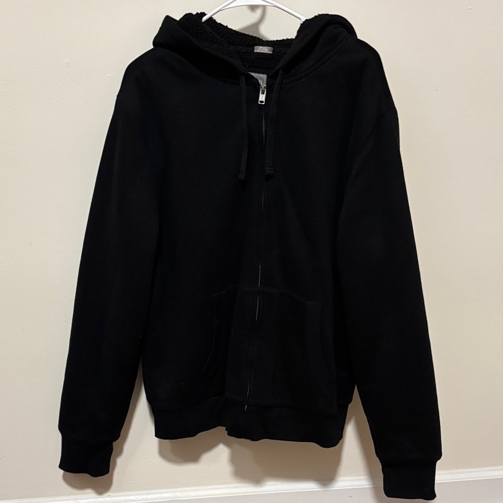 GAP Sherpa Lined Heavy Black Sweatshirt